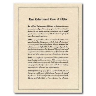 Law Enforcement Code of Ethics Postcards