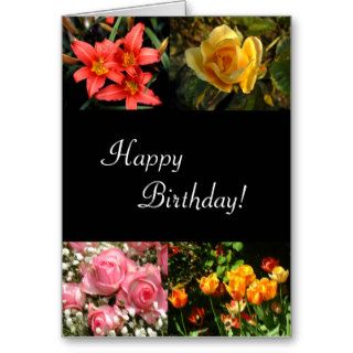 Happy Birthday Flowers  Vertical Greeting Card