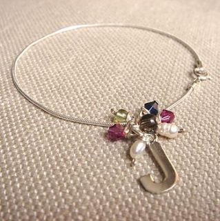 initials sterling silver bracelet with charms by jo and jack jewellery