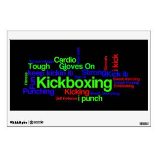 Kickboxing Word Cloud Bright on Black Wall Graphic