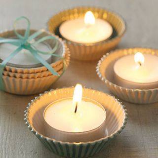 white cupcake tea light holders by lauren denney