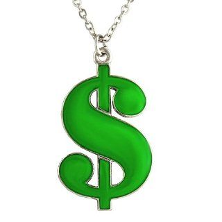 Unique Women / Girl Green Money Dollar Sign Necklace Pendant With 16" Chain Jewelry