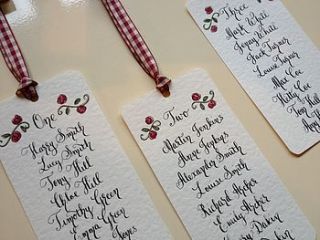 wedding table plan cards by strawberries and cream stationery