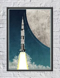 rocket to the moon print by lime lace