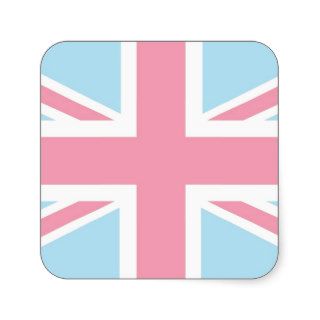 Pink Lovely Classic Union Jack British(UK) Flag Square Sticker