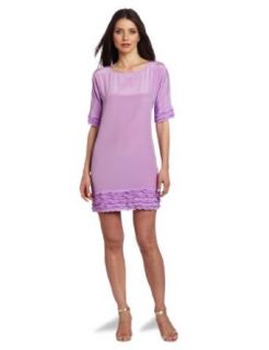 Donna Morgan Women's Boat Neck Elbow Sleeve Shift Dress with Ruffle Detail