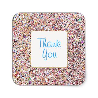 Fun Colorful Glitter Look Thank You Stickers