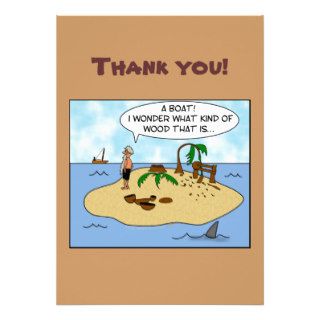 Funny Cartoon Woodturner on Deserted Island Custom Invite