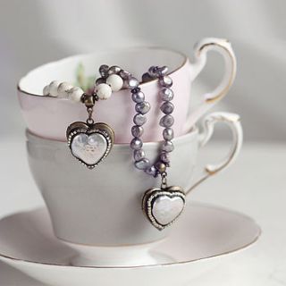 vintage style pearl heart locket bracelet by artique boutique