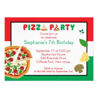 Kids Pizza Party Birthday Party Invitation