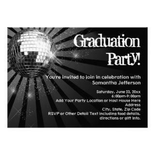 Black Disco Ball Graduation Party Invitations