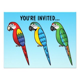 Cute Cartoon Macaw Parrot Birds Custom Announcements