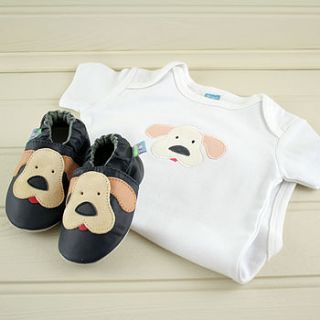 puppy baby shoe and suit gift set by snuggle feet