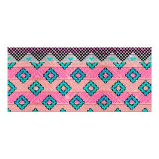Pink Teal Trendy Tribal Stripes Chevron Pattern Full Color Rack Card