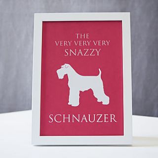 snazzy schnauzer framed screen print by bottle green homes