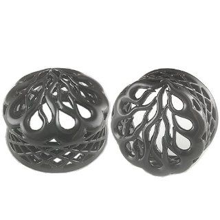 1" 3/16 inch (30mm)   Black Alloy Double Flared Flare Ear Large Gauge Plugs Flesh Tunnels Earlets ABHT   Ear stretched Stretching Expanders Stretchers   Pierced Body Piercing Jewelry BKT 023   Sold as a Pair Jewelry