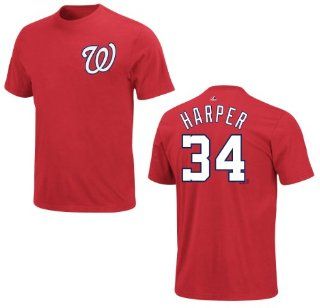 Washington Nationals Bryce Harper Red Name and Number T Shirt  Football Apparel  Sports & Outdoors