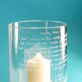 personalised engraved glass hurricane lamp by catherine daley designs