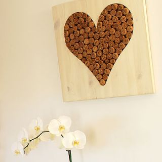 wine corks 'love heart' wall hanging by lumme
