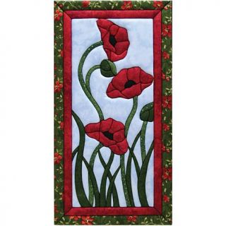 Quilt Magic No Sew Wall Hanging Kit   10" x 19" Trio of Poppies