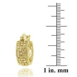 DB Designs 18k Yellow Gold over Silver Diamond Accent Filigree Hoop Earrings DB Designs Diamond Earrings