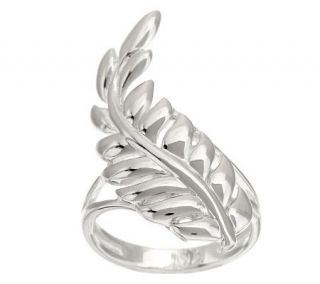 Sterling Polished Feather Ring —