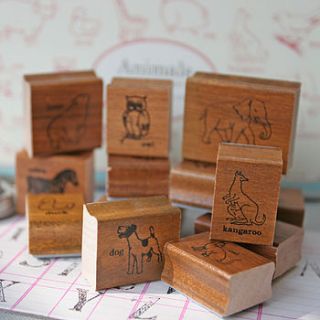 animal stamps by berry red