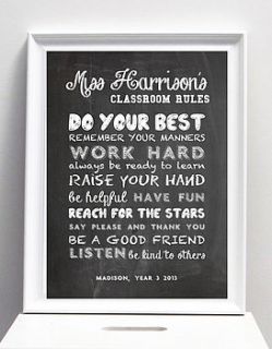 personalised chalkboard teacher's print by i love art london