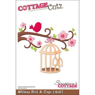 CottageCutz Die 4 x 6   Whimsy Bird and Cage