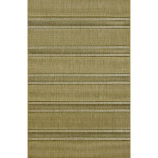 Green Stripe Outdoor Rug (7'10" x 7'10") Round/Oval/Square