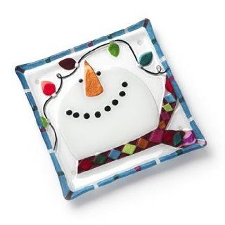 Glass Fusion Snowman Plate 11" Kitchen & Dining