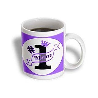 3dRose Number One Mom Purple Ceramic Mug, 11 Ounce Kitchen & Dining
