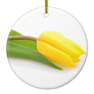 Yellow tulip christmas tree ornament
