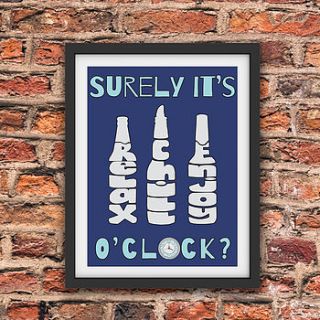 'beer o'clock' print by name art