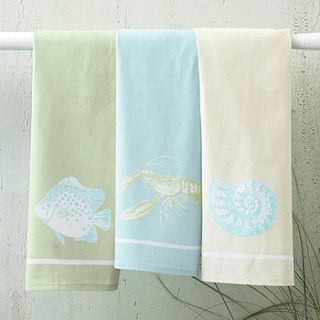 sealife tea towel, 100% cotton by lindsay interiors