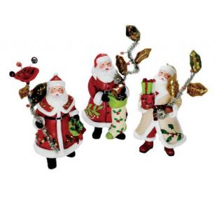 Bethlehem Lights Set of 3 Decorative Santa Ornaments —