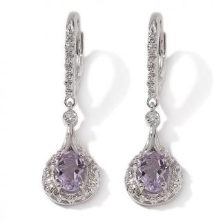 Victoria Wieck 1.12ct Pink Amethyst and White Topaz Sterling Silver Drop Earrin