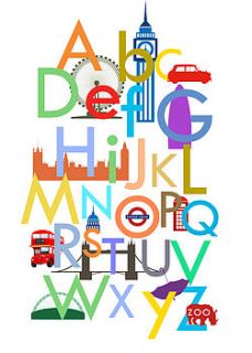 children's london alphabet print by hello monkey