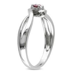 Miadora Sterling Silver 1/10ct TDW Pink and White Diamond Ring (H I, I2 I3) Miadora Diamond Rings