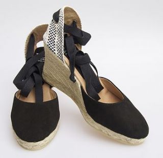 black classic ankle tie wedge espadrilles by espadrille