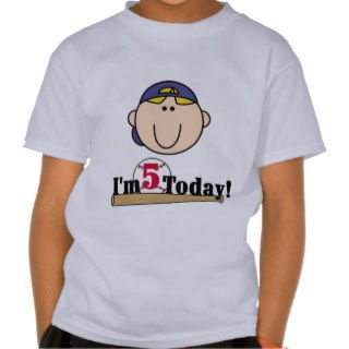 Blond Boy Baseball 5th Birthday T shirt