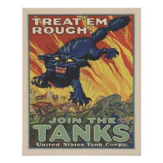 Vintage WW2  US Tank Corps Military Recruitment Poster