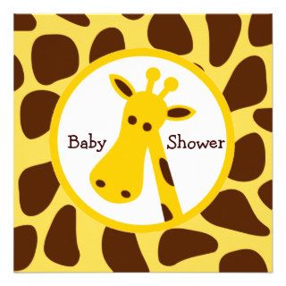 Yellow and Brown Giraffe Neutral Baby Shower Custom Invite