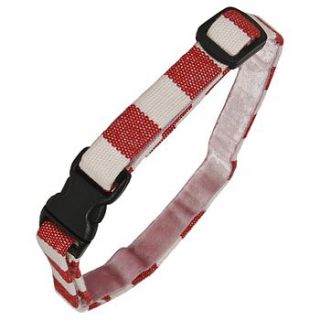 cat collar red and white stripe by creature clothes