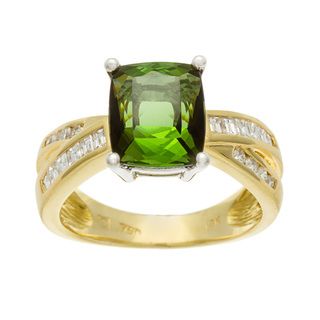 Kabella Luxe 18k Gold Green Tourmaline and 3/8ct TDW Diamond Ring (H I, SI1 SI2) Gemstone Rings