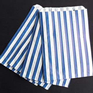 100 blue striped paper candy sweet bags by yatris home and gift