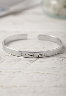 hand stamped love phrase bracelet by lime lace