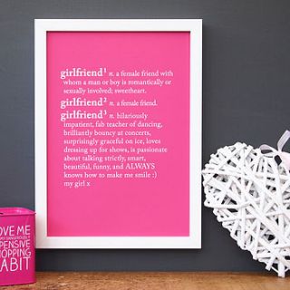 personalised girlfriend dictionary print by coconutgrass