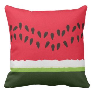 Funny Red & green Watermelon Slice cartoon Throw Pillows