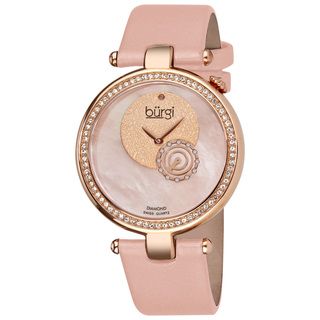 Burgi Women's Diamond accented Pink Strap Watch Burgi Women's Burgi Watches